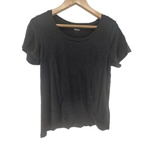 Quince T-Shirt Women Large Black Scoop Neck Tencel Jersey Short Sleeve Basic Tee